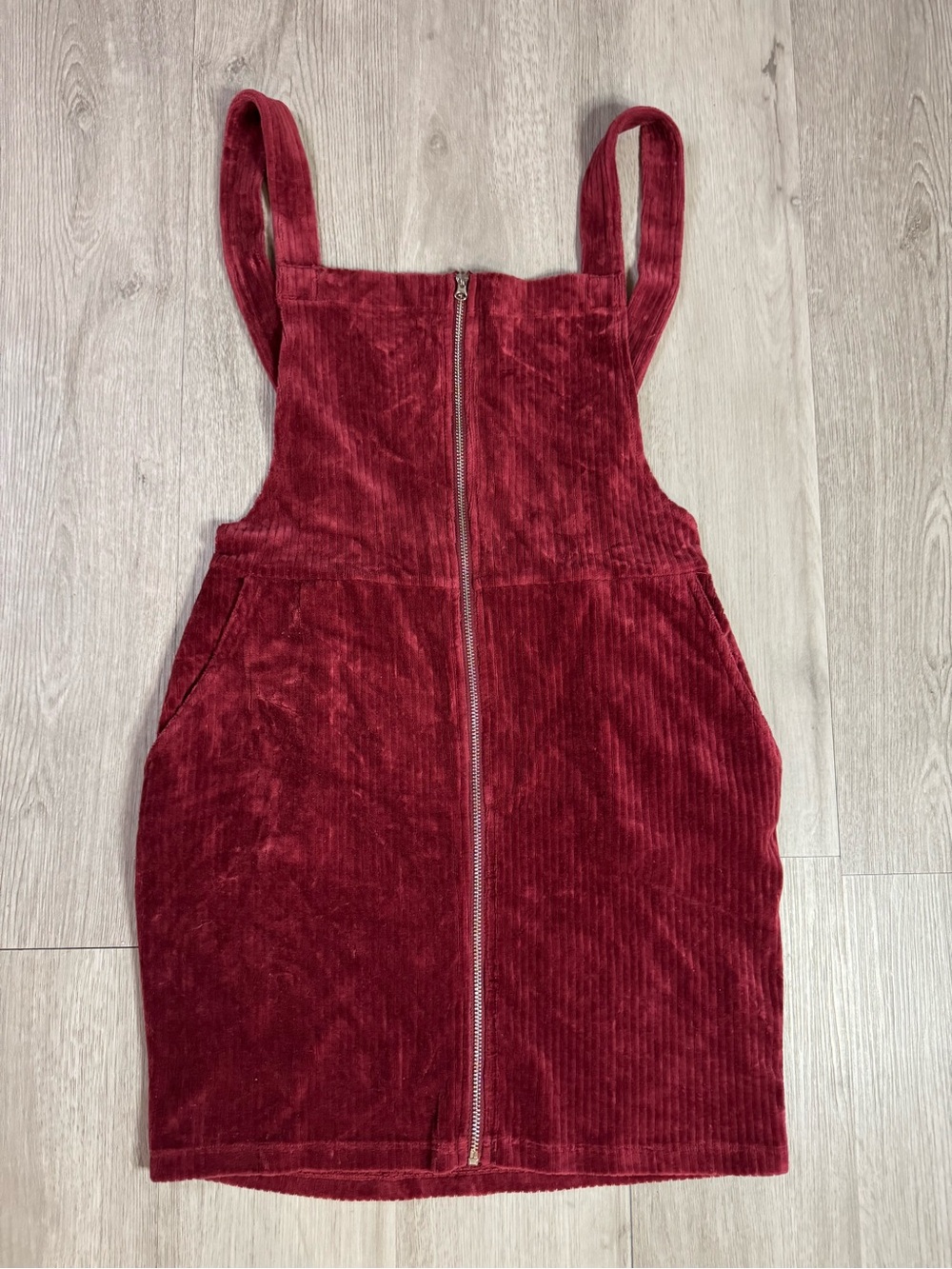 Stitch & Pine Burgundy Dark Red Sleeveless Corduroy Jumper Overall Dress Small